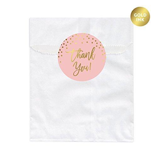 Blush Pink and Metallic Gold Confetti Polka Dots Wedding Favor Bag DIY Party Favors Kit, Thank You!-Set of 20-Andaz Press-