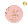 Blush Pink and Metallic Gold Confetti Polka Dots Wedding Personalized Round Circle Label Stickers, Thank You for Celebrating with US-Set of 40-Andaz Press-