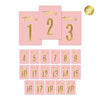 Blush Pink and Metallic Gold Confetti Polka Dots Wedding Table Numbers 1-20 on Perforated Paper, Single-Sided-Set of 1-Andaz Press-
