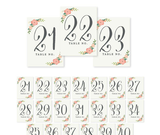 Boho Chic Floral Roses Table Numbers-Set of 20-Andaz Press-1-20-
