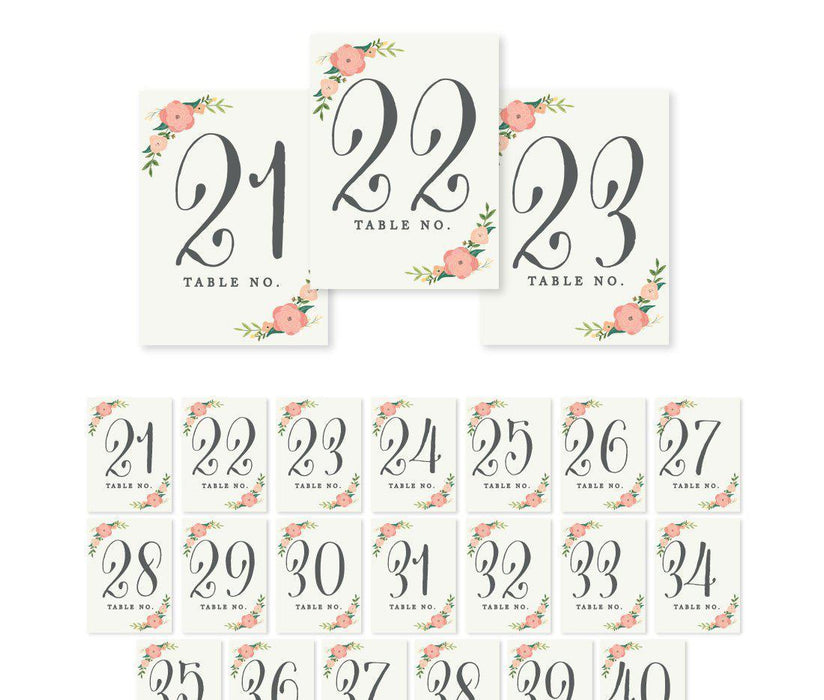 Boho Chic Floral Roses Table Numbers-Set of 20-Andaz Press-1-20-