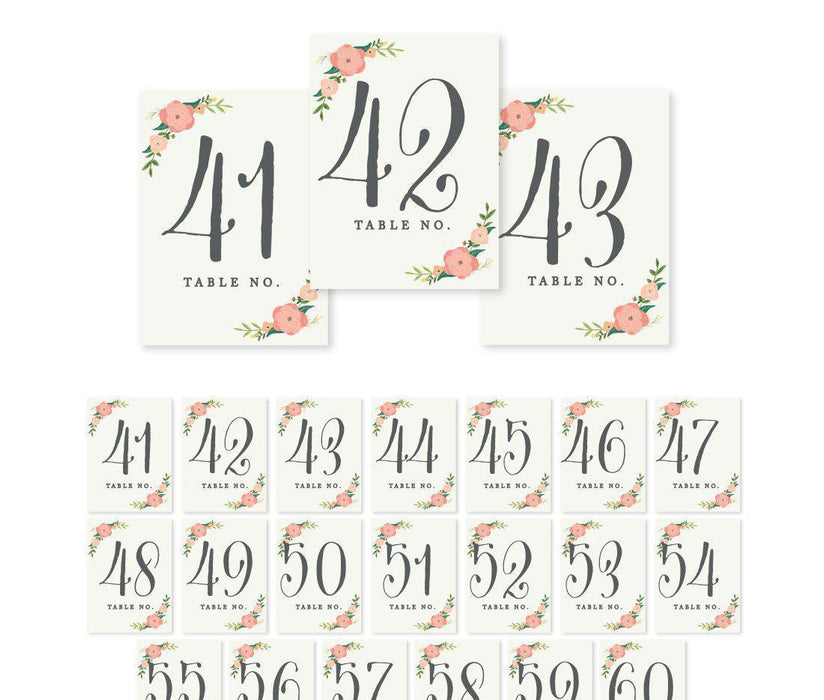 Boho Chic Floral Roses Table Numbers-Set of 20-Andaz Press-1-20-