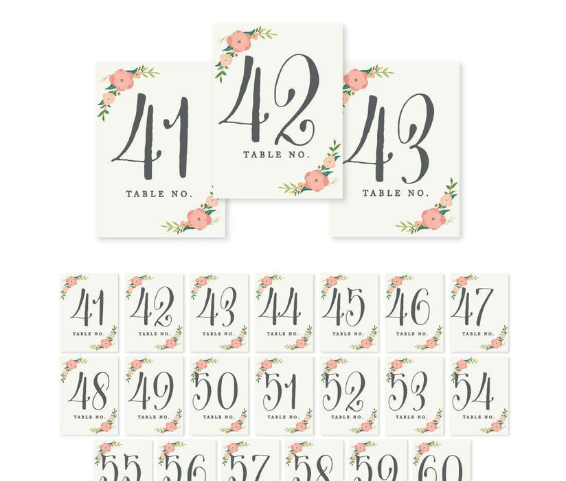 Boho Chic Floral Roses Table Numbers-Set of 20-Andaz Press-41-60-