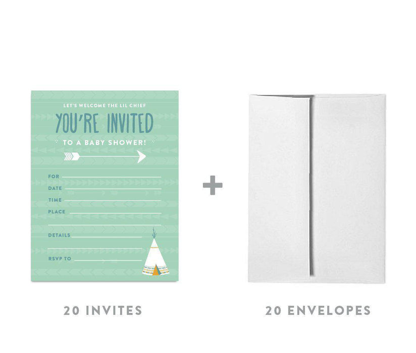 Boho Chic Tribal Baby Shower Blank Invitations-Set of 20-Andaz Press-