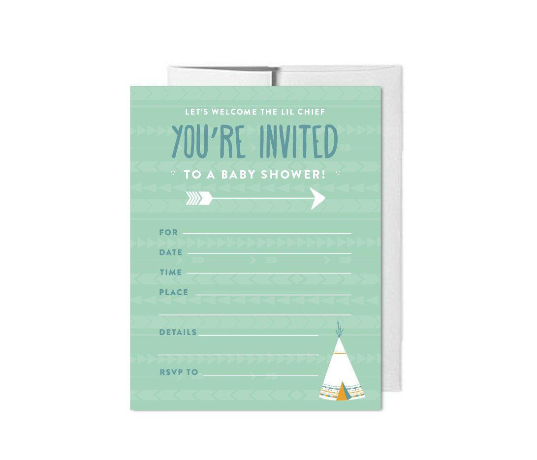 Boho Chic Tribal Baby Shower Blank Invitations-Set of 20-Andaz Press-