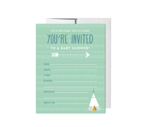 Boho Chic Tribal Baby Shower Blank Invitations-Set of 20-Andaz Press-