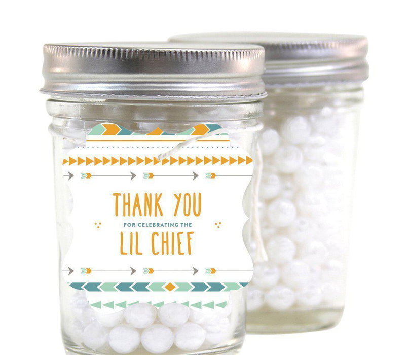 Boho Chic Tribal Baby Shower Fancy Frame Gift Tag, Thank You for Celebrating the Lil Chief-Set of 24-Andaz Press-