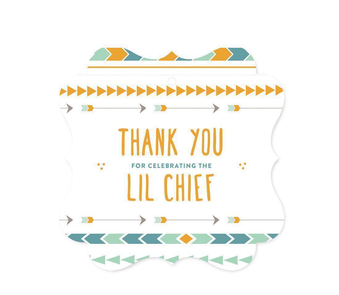 Boho Chic Tribal Baby Shower Fancy Frame Gift Tag, Thank You for Celebrating the Lil Chief-Set of 24-Andaz Press-