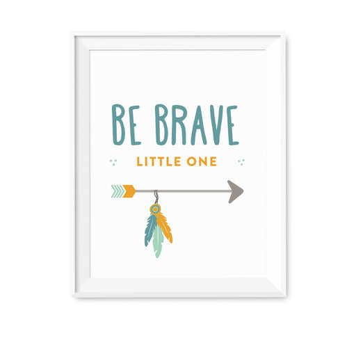 Boho Chic Tribal Baby Shower Wall Art Party Signs-Set of 1-Andaz Press-Be Brave Little One-