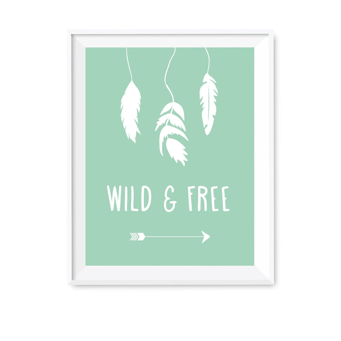 Boho Chic Tribal Baby Shower Wall Art Party Signs-Set of 1-Andaz Press-Wild and Free-
