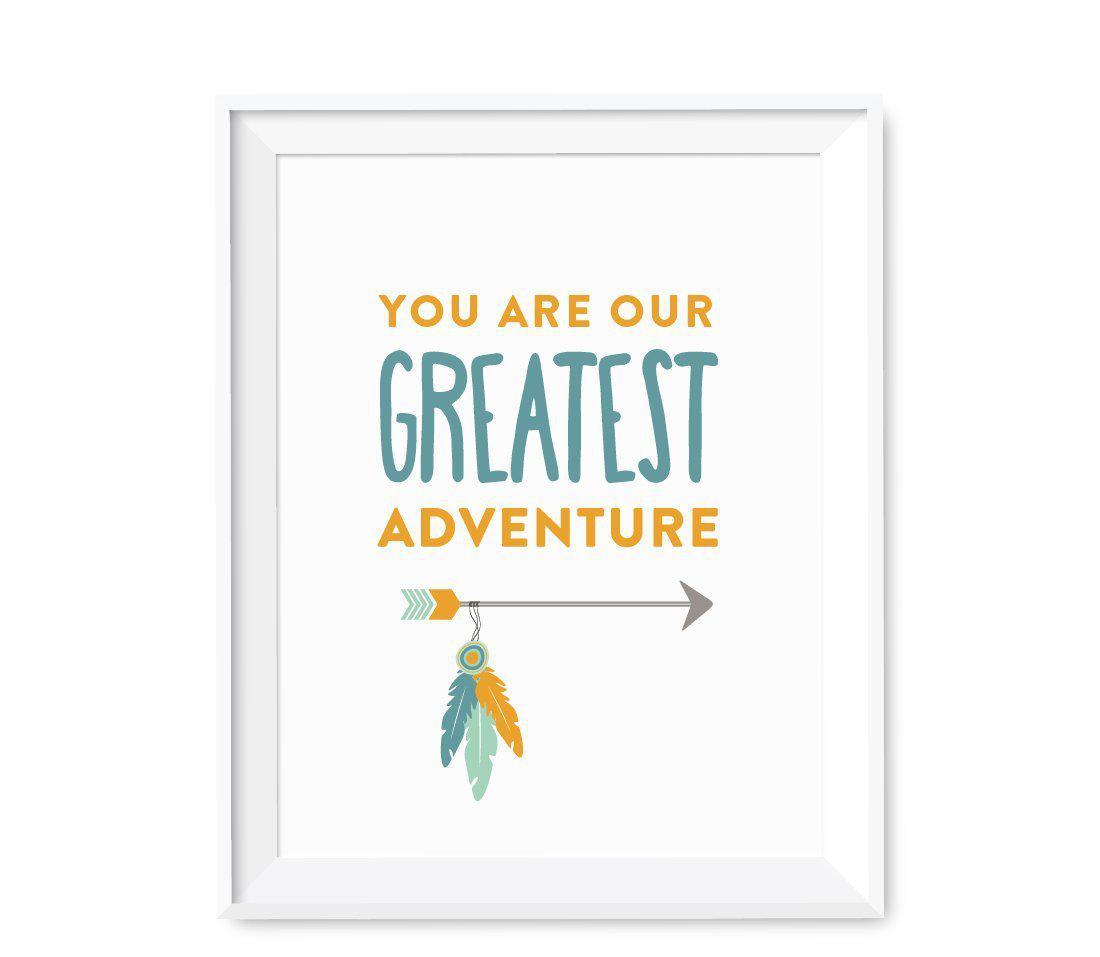 Boho Chic Tribal Baby Shower Wall Art Party Signs-Set of 1-Andaz Press-You Are Our Greatest Adventure-