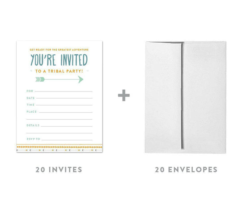 Boho Chic Tribal Birthday Blank Invitations-Set of 20-Andaz Press-