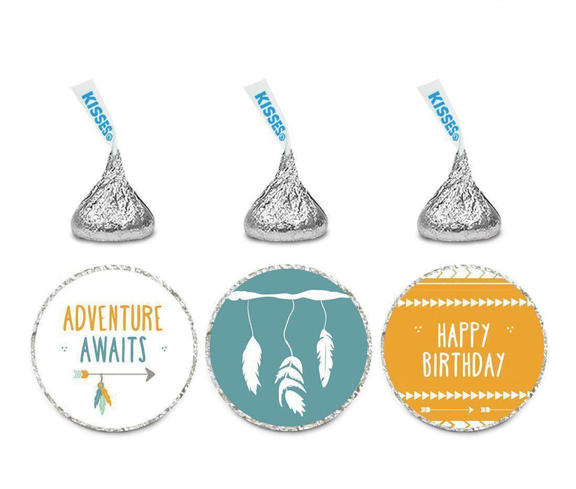 Boho Chic Tribal Birthday Hershey's Kisses Stickers-Set of 216-Andaz Press-Happy Birthday-
