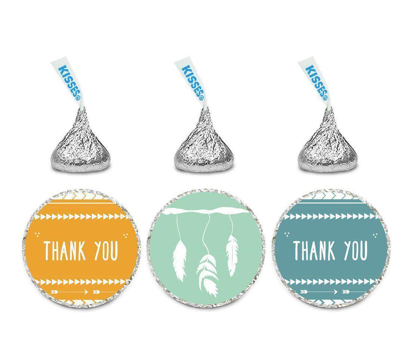 Boho Chic Tribal Birthday Hershey's Kisses Stickers-Set of 216-Andaz Press-Thank You-