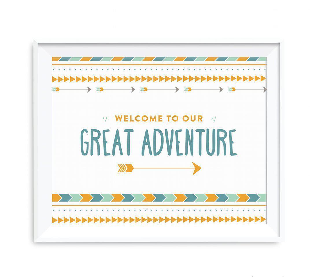 Boho Chic Tribal Birthday Party Signs-Set of 1-Andaz Press-Welcome To Our Adventure-