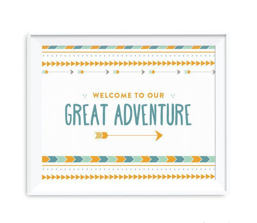 Boho Chic Tribal Birthday Party Signs-Set of 1-Andaz Press-Welcome To Our Adventure-