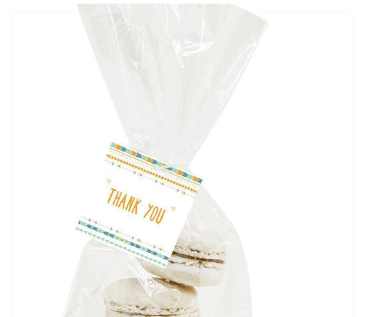 Boho Chic Tribal Birthday Square Gift Tags-Set of 24-Andaz Press-Thank You-