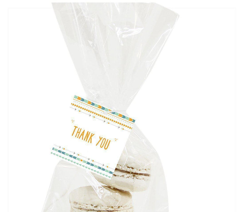 Boho Chic Tribal Birthday Square Gift Tags-Set of 24-Andaz Press-Thank You-