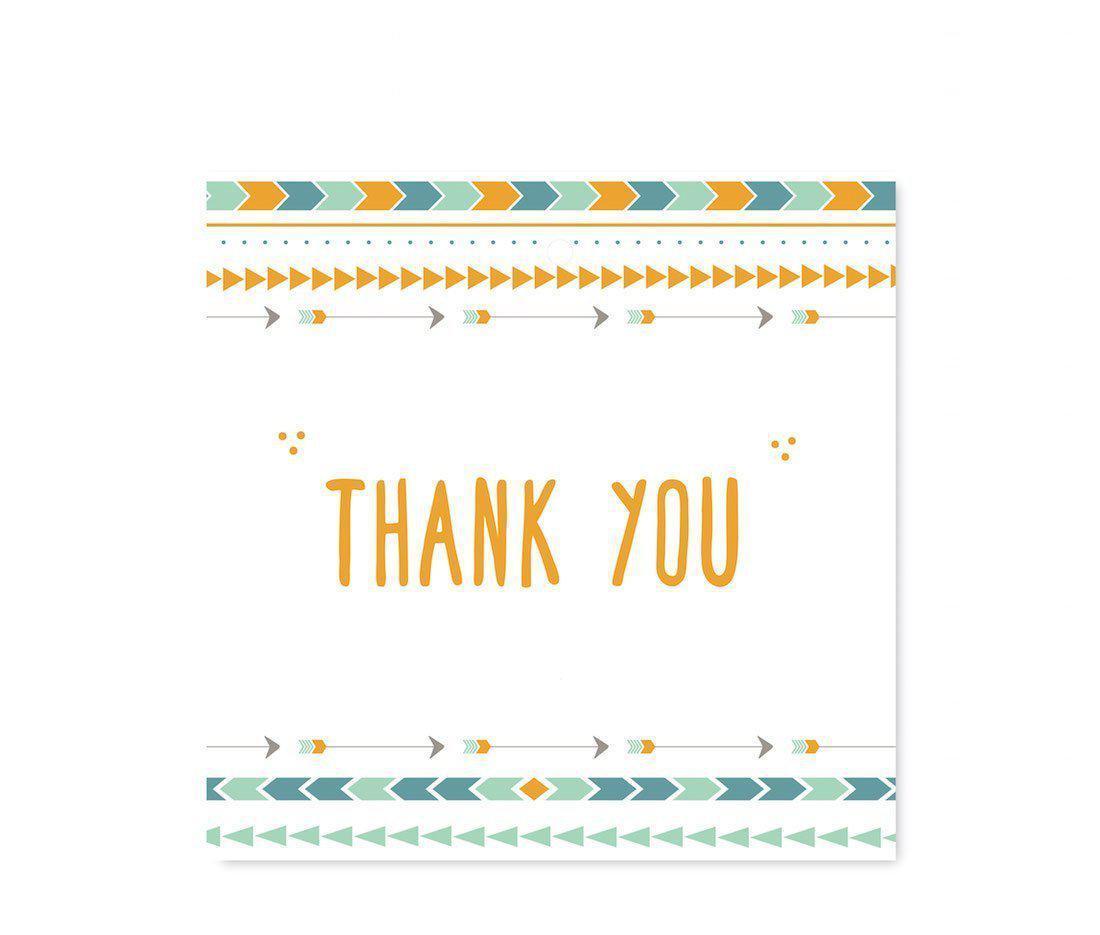 Boho Chic Tribal Birthday Square Gift Tags-Set of 24-Andaz Press-Thank You-