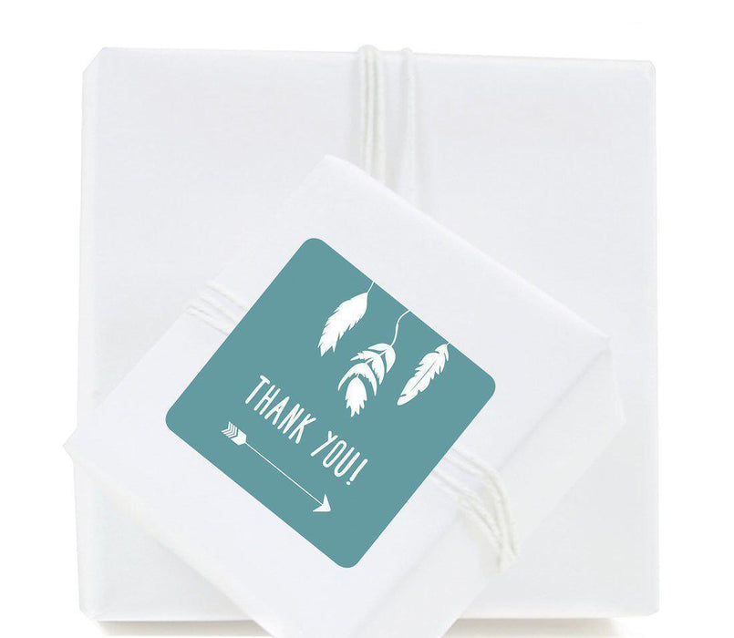 Boho Chic Tribal Birthday Square Label Stickers-Set of 40-Andaz Press-Thank You-