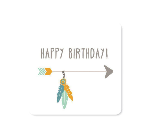 Boho Chic Tribal Birthday Square Label Stickers-Set of 40-Andaz Press-Happy Birthday-