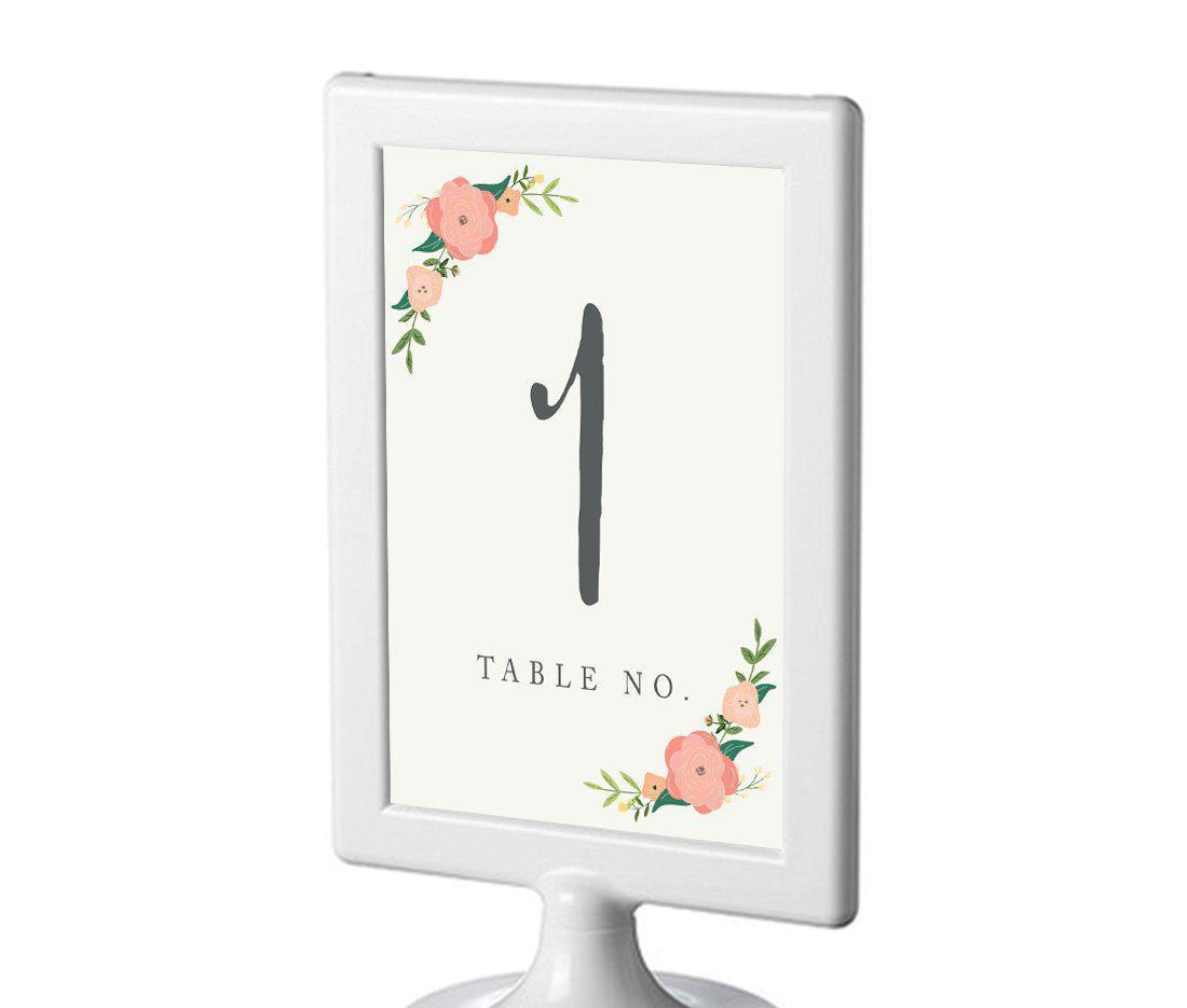 Boho Floral Roses Framed Double-Sided DIY Table Numbers-Set of 8-Andaz Press-1-8-