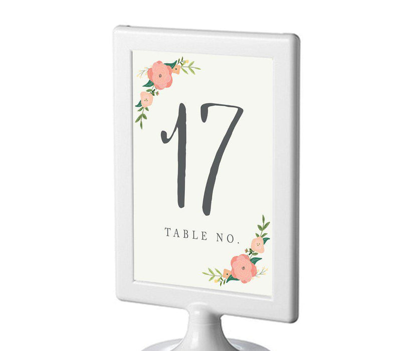 Boho Floral Roses Framed Double-Sided DIY Table Numbers-Set of 8-Andaz Press-17-24-