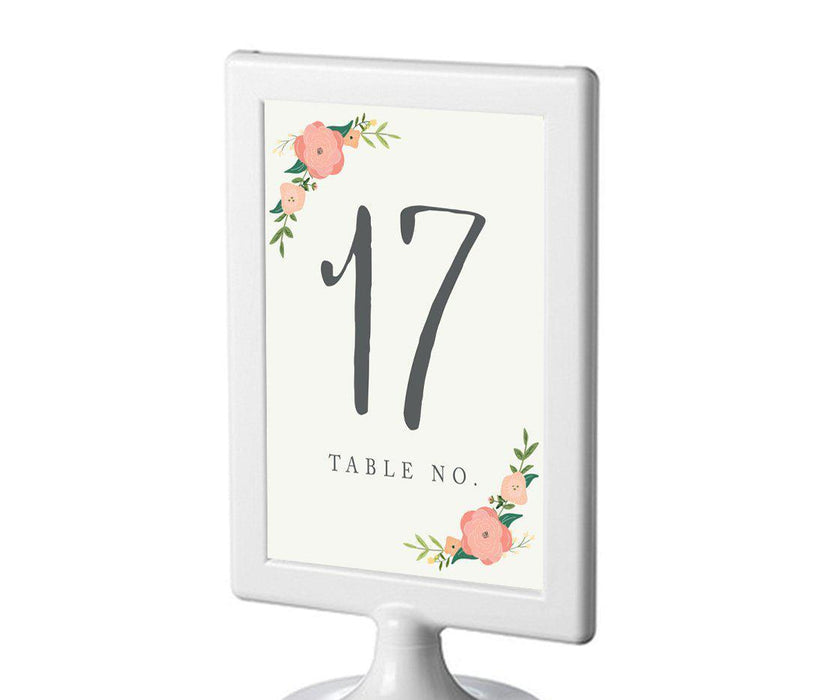Boho Floral Roses Framed Double-Sided DIY Table Numbers-Set of 8-Andaz Press-1-8-