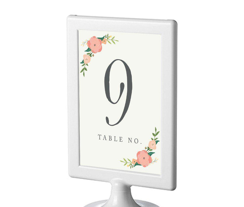 Boho Floral Roses Framed Double-Sided DIY Table Numbers-Set of 8-Andaz Press-9-16-