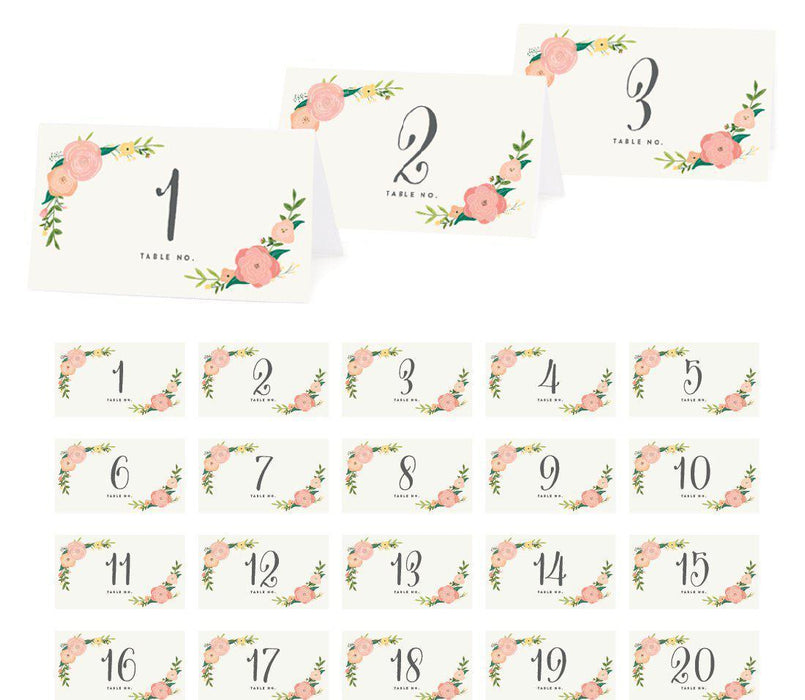 Boho Floral Tea Party Table Tent Place Cards-Set of 20-Andaz Press-Blank-