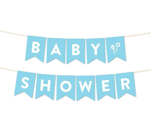 Boy Baby Shower Hanging Pennant Garland Party Banner-Set of 1-Andaz Press-Baby Blue-It's A Boy!-