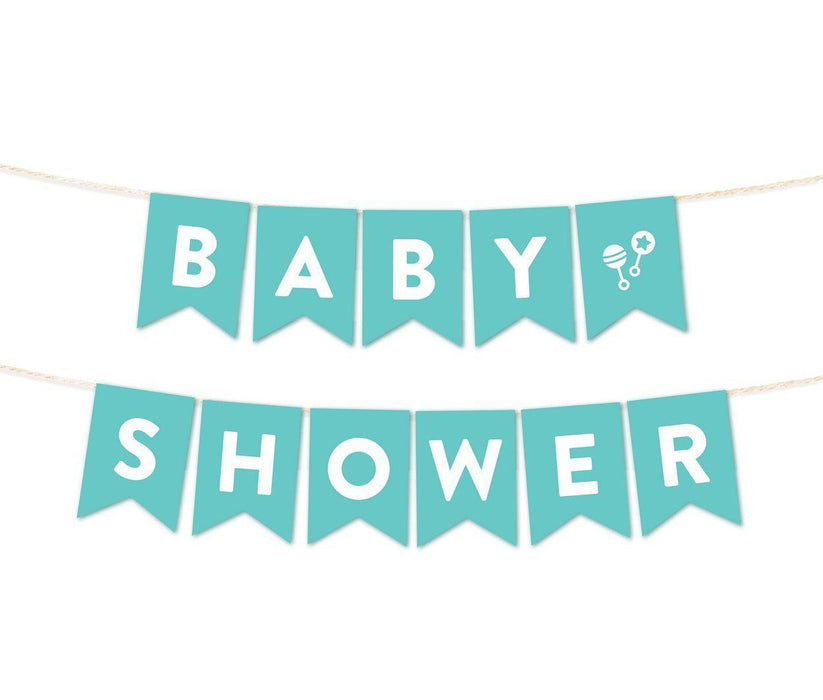 Boy Baby Shower Hanging Pennant Garland Party Banner-Set of 1-Andaz Press-Baby Blue-It's A Boy!-