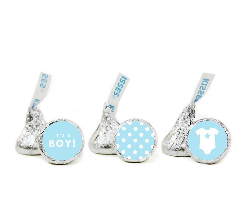 Boy Baby Shower Hershey's Kisses Stickers-Set of 216-Andaz Press-Baby Blue-