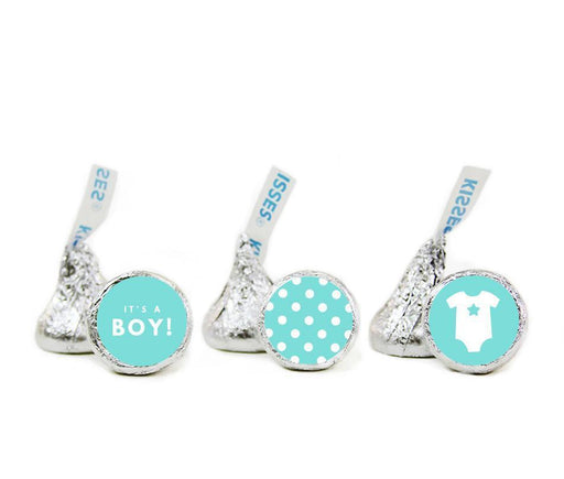 Boy Baby Shower Hershey's Kisses Stickers-Set of 216-Andaz Press-Diamond Blue-