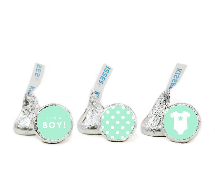 Boy Baby Shower Hershey's Kisses Stickers-Set of 216-Andaz Press-Mint Green-