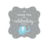 Boy Elephant Baby Shower Fancy Frame Gift Tags-Set of 24-Andaz Press-Thank You For Celebrating With Us!-
