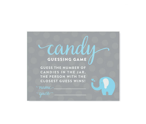 Boy Elephant Baby Shower Fun Game Cards-Set of 30-Andaz Press-Candy Guessing Game-