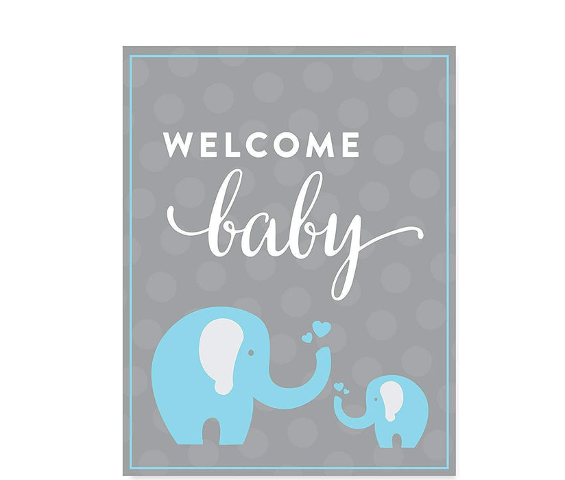 Boy Elephant Baby Shower Party Signs & Banner Decorations-Set of 20-Andaz Press-