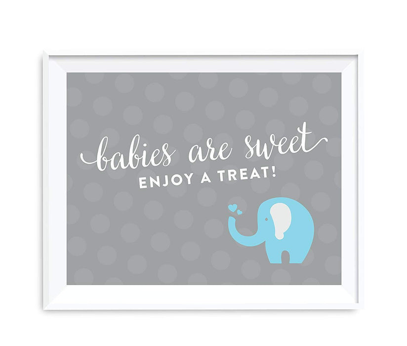 Boy Elephant Baby Shower Party Signs-Set of 1-Andaz Press-Babies Are Sweet, Enjoy A Treat-