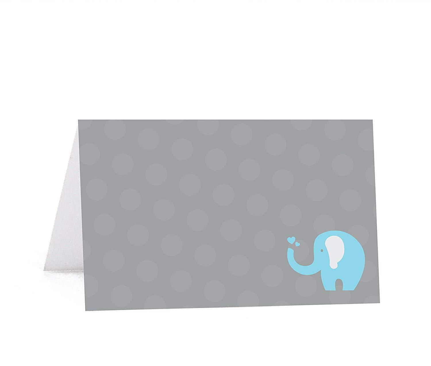 Boy Elephant Baby Shower Table Tent Printable Place Cards-Set of 20-Andaz Press-
