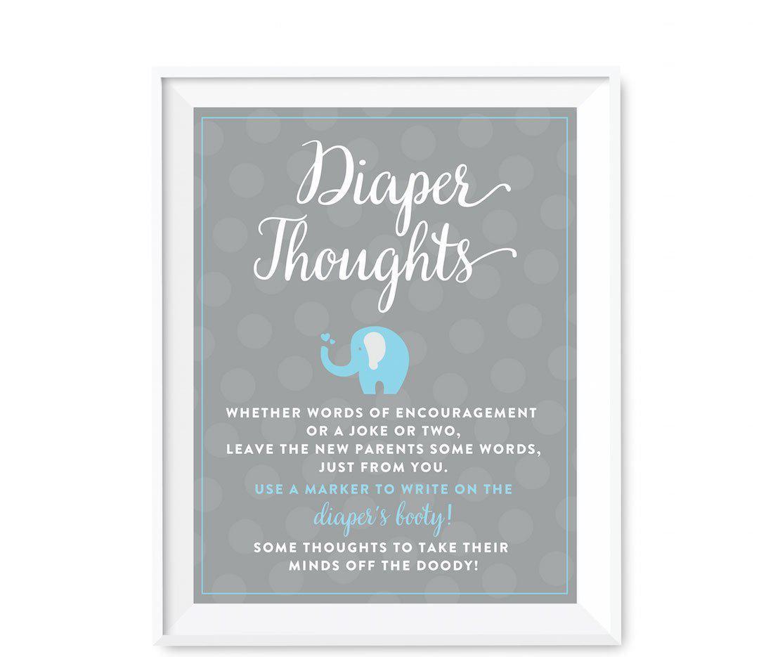 Boy Elephant Diaper Thoughts Fun Activities-Set of 1-Andaz Press-Diaper Thoughts-
