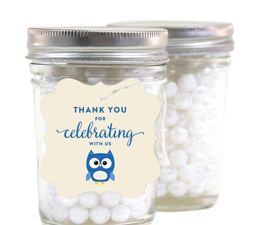 Boy Owl Baby Shower Fancy Frame Gift Tags-Set of 24-Andaz Press-Thank You For Celebrating With Us!-