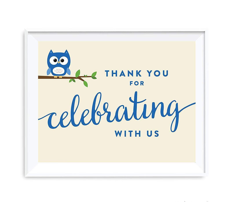 Boy Owl Baby Shower Party Signs-Set of 1-Andaz Press-Thank You For Celebrating With Us!-