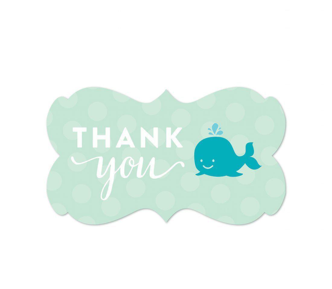Boy Whale Nautical Baby Shower Fancy Frame Favor Stickers-Set of 36-Andaz Press-