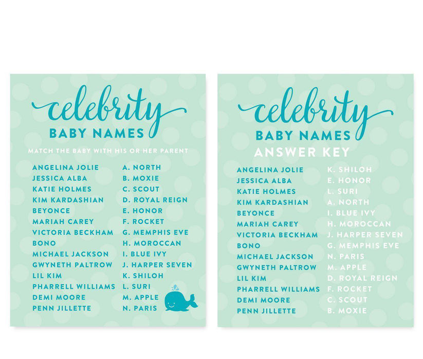 Boy Whale Nautical Baby Shower Games & Fun Activities-Set of 1-Andaz Press-Celebrity Name Game-