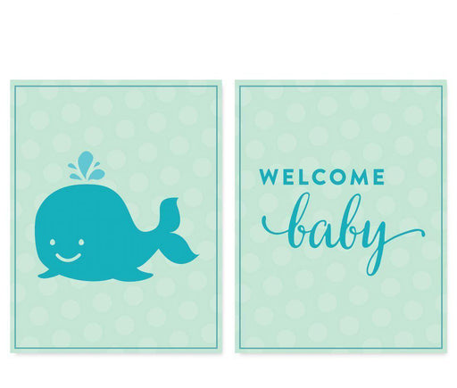 Boy Whale Nautical Baby Shower Party Signs & Banner Decorations-Set of 20-Andaz Press-