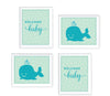 Boy Whale Nautical Baby Shower Party Signs & Graphic Decorations-Set of 4-Andaz Press-