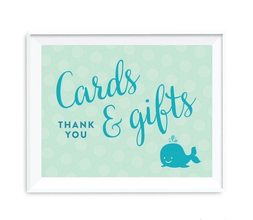 Boy Whale Nautical Baby Shower Party Signs-Set of 1-Andaz Press-Thank You For Celebrating With Us!-