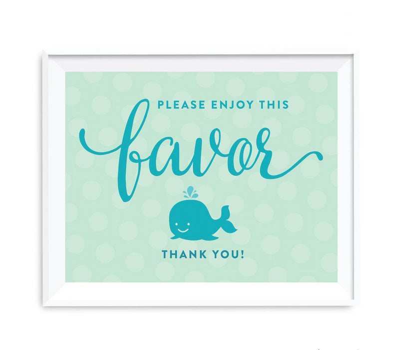 Boy Whale Nautical Baby Shower Party Signs-Set of 1-Andaz Press-Please Enjoy This Favor, Thank You-