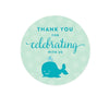 Boy Whale Nautical Baby Shower Round Label Stickers-Set of 40-Andaz Press-Thank You For Celebrating With Us!-